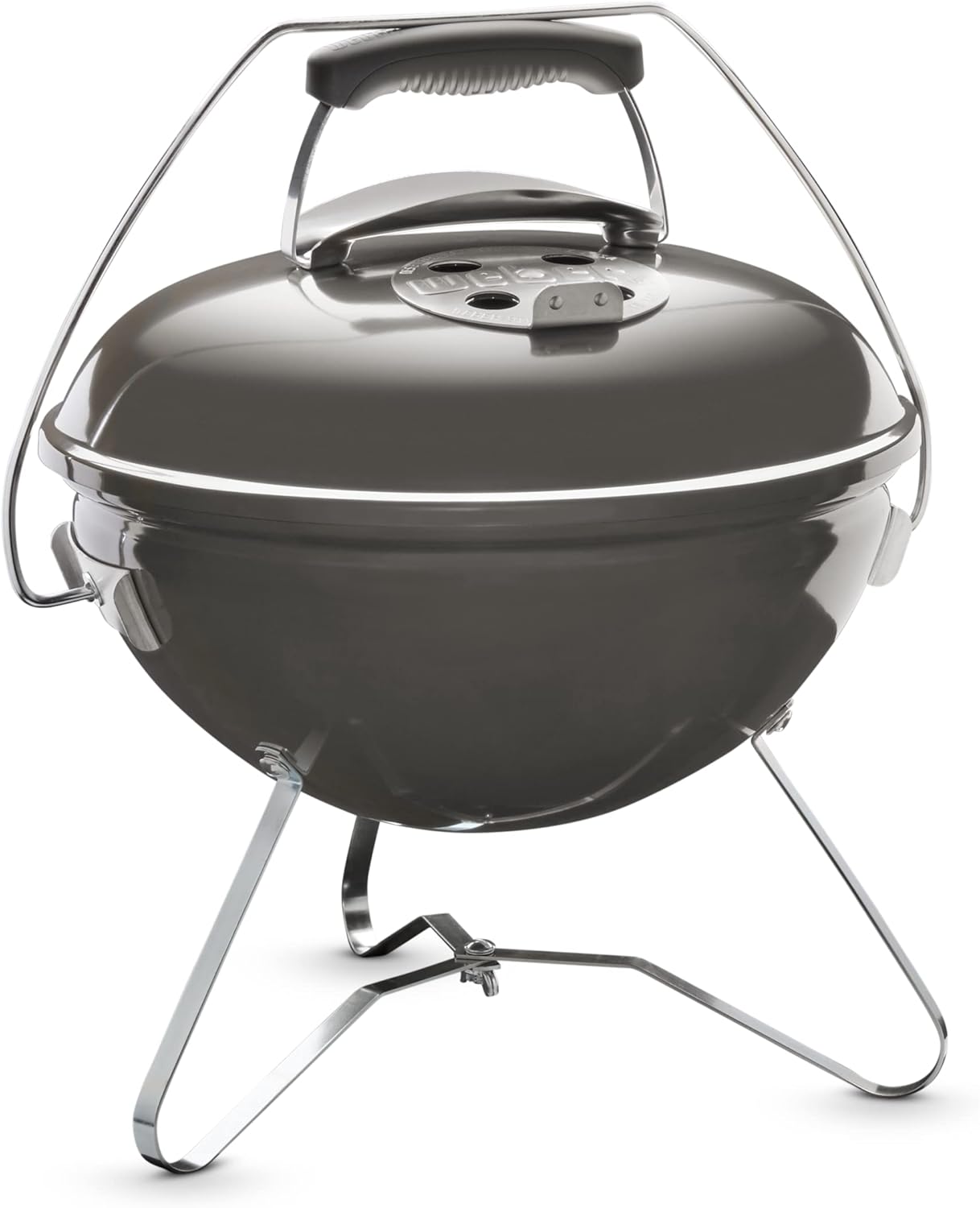 Weber Smokey Joe Premium Holzkohlegrill, Ø 37cm Grillfläche, portabeler BBQ Grill mit praktischem Tragebügel, porzellanemaillierten Deckel & Kessel - Smoke Gray (1126704)