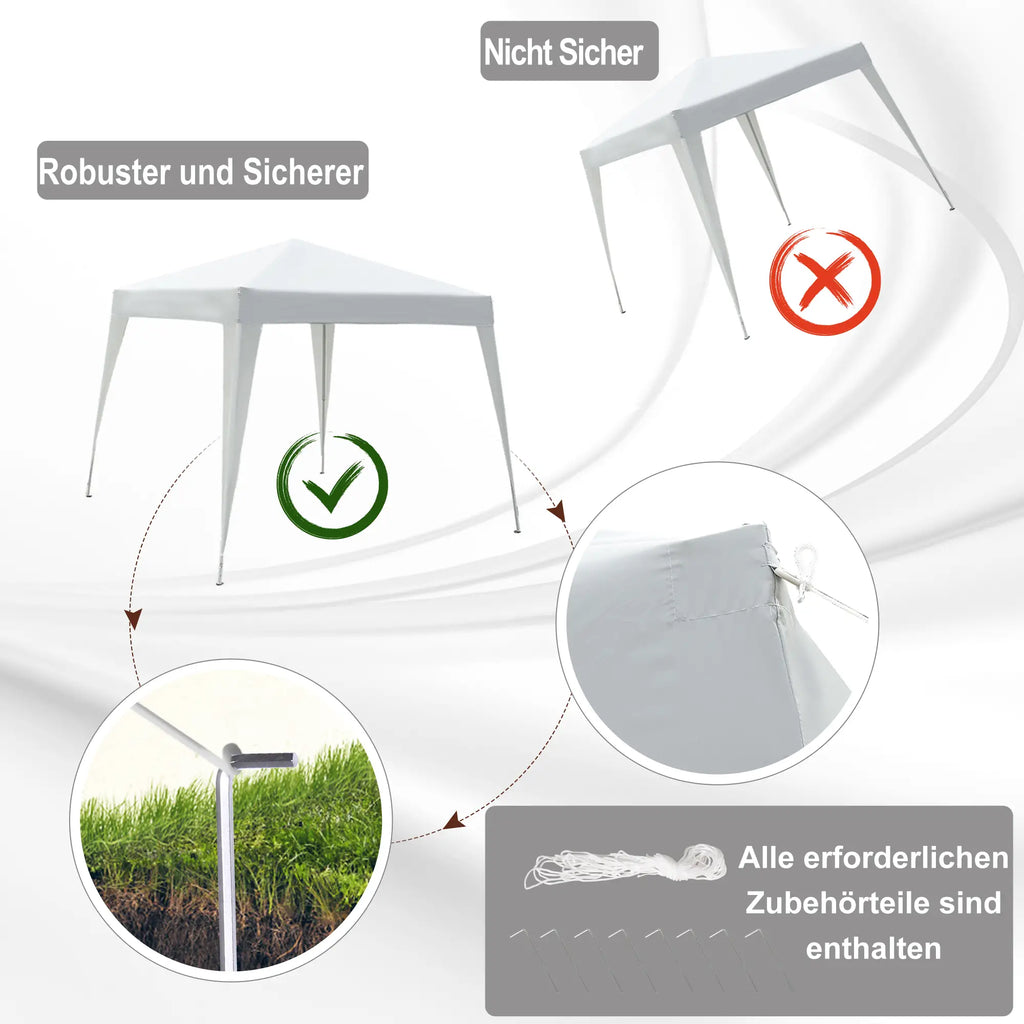 Outsunny Gazebo Pieghevole per Feste Protezione UV Pieghevole Bianco
