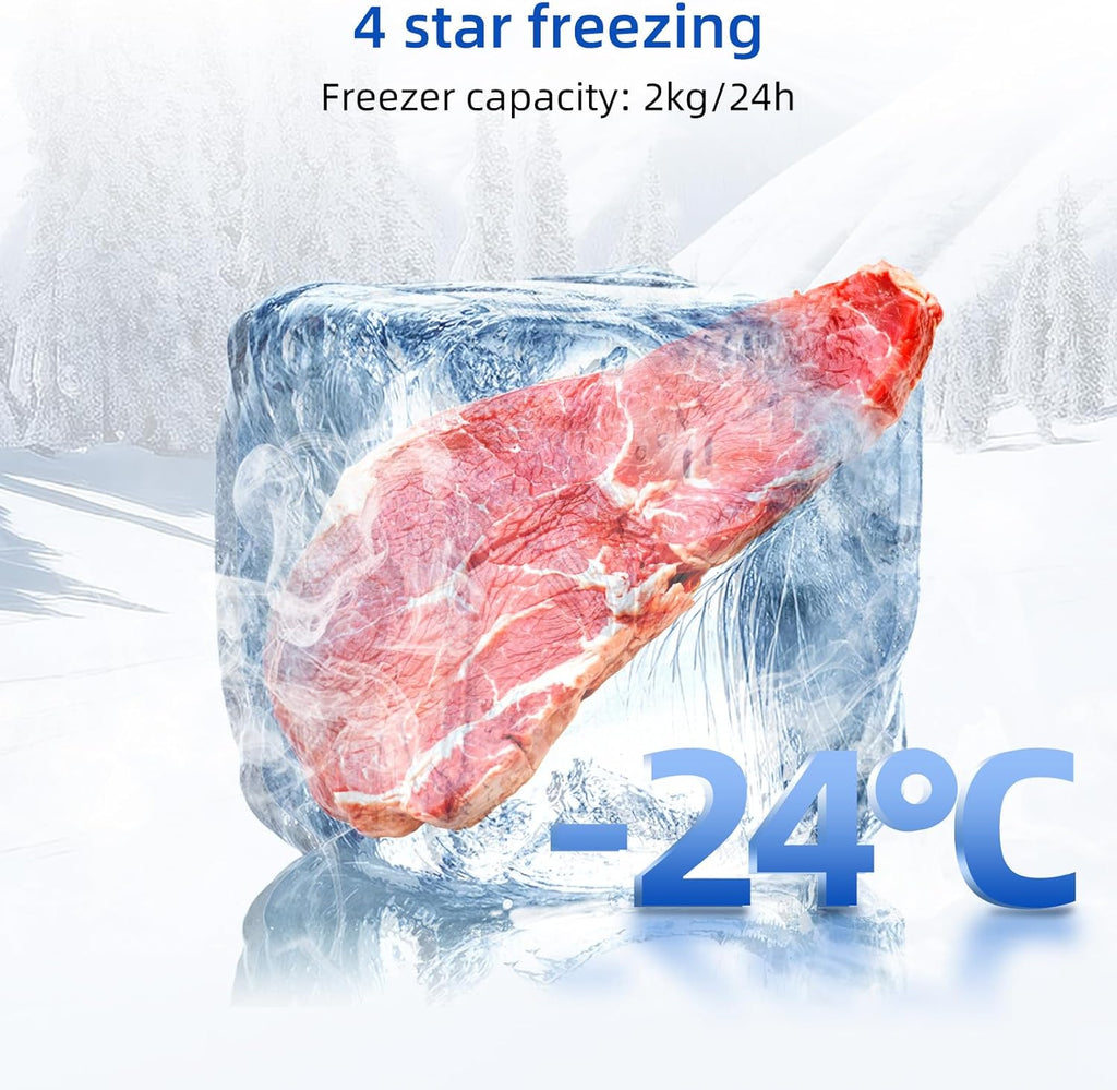 CHIQ CTT107BC Frigorifero Piccolo 107 Litri, Altezza 84 cm, Profondità 55 cm, Ingombro di soli 0,3 ㎡, Micro-Congelatore, Vario Box, 7 Livelli di Controllo della Temperatura, Silenzioso, 87 kWh/anno, Nero