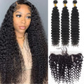 LavishBeauty Deep Wave Bundles mit Transparentem 13x4 Lace Frontal