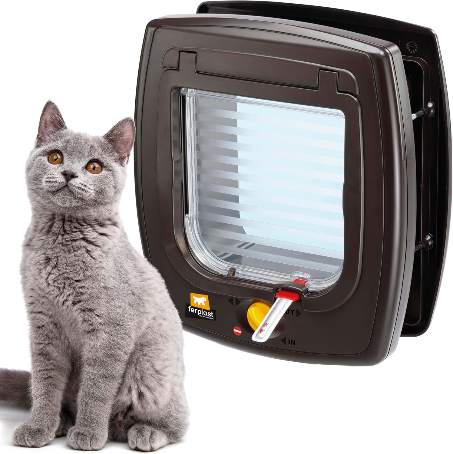 Ferplast Gattaiola per Cani di Taglia Media, Gattaiola per Gatti, Sportello per Animali Domestici a 4 Vie con Ingresso e Uscita Controllabili, con Protezione dalle Correnti d'Aria, Tunnel Completo, Sportello per Cani Swing 11, Grigio