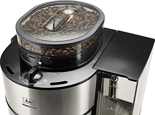 Melitta AromaFresh - Macchina da caffè con filtro - con caraffa in vetro - macinacaffè integrato - funzione timer - 10 tazze - Pure Black