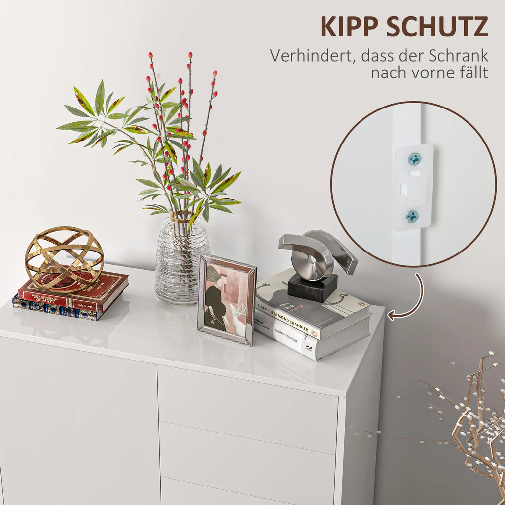 HOMCOM Credenza Comodino Armadietto con Scaffale Regolabile Antiribaltamento Bianco