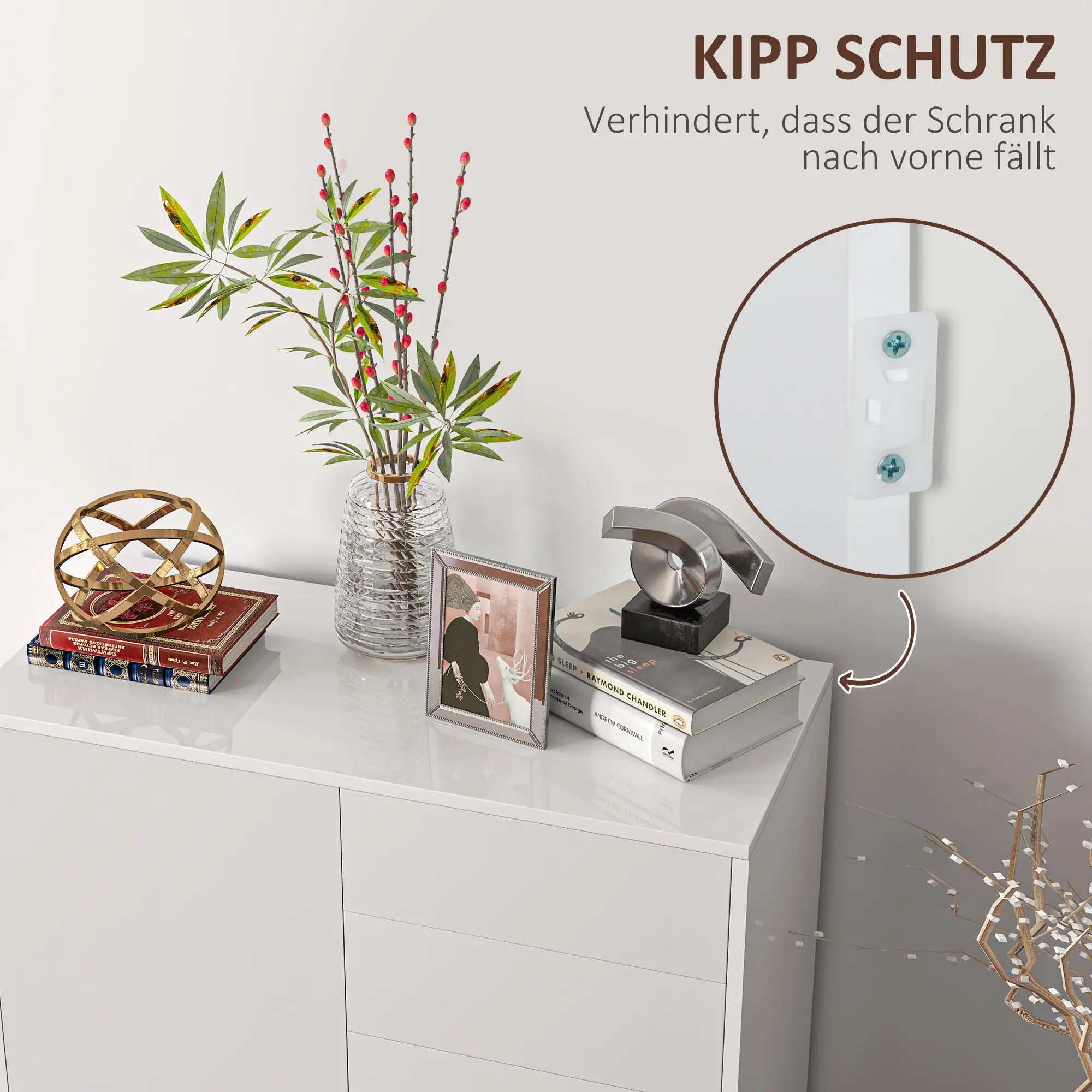 HOMCOM Credenza Comodino Armadietto con Scaffale Regolabile Antiribaltamento Bianco