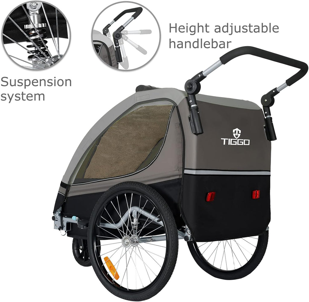 Tiggo S2 Rimorchio per Bambini con Sospensioni Jogger 2 in 1 Passeggino Bicicletta Rimorchio Girevole a 360°