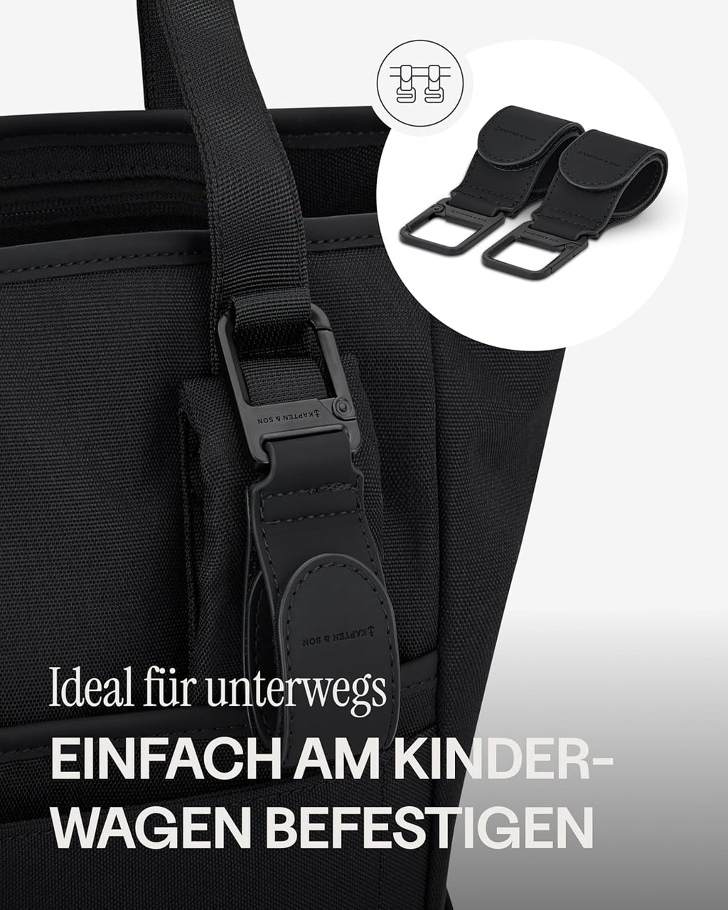 Kapten & Son Rucksack Lindby Diaper Set 12 L | 2in1 Wickelrucksack & Wickeltasche mit Kinderwagen- und Kofferbefestigung | inklusive Kulturtasche, Wickelunterlage & isolierter Flaschenhalter