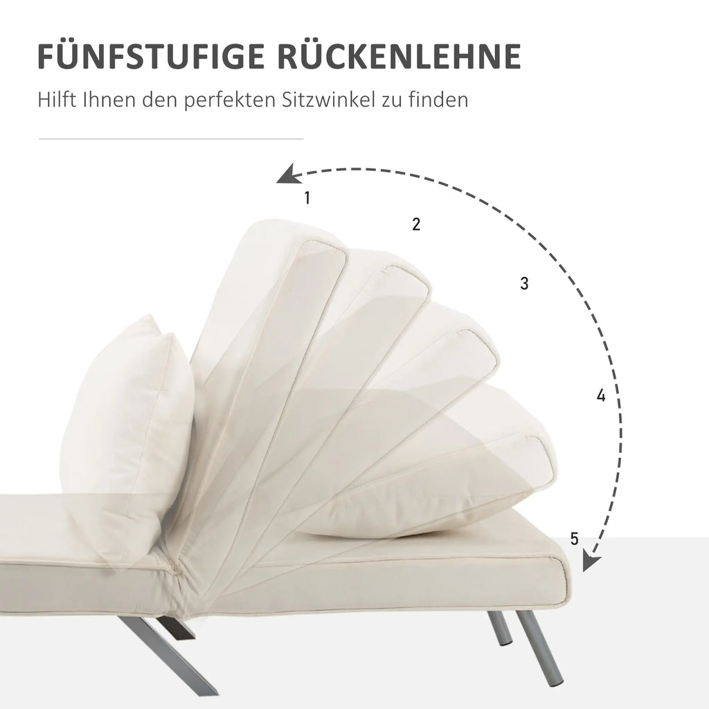 HOMCOM Schlafsessel Schlafsofa 5-fach verstellbar cremeweiß