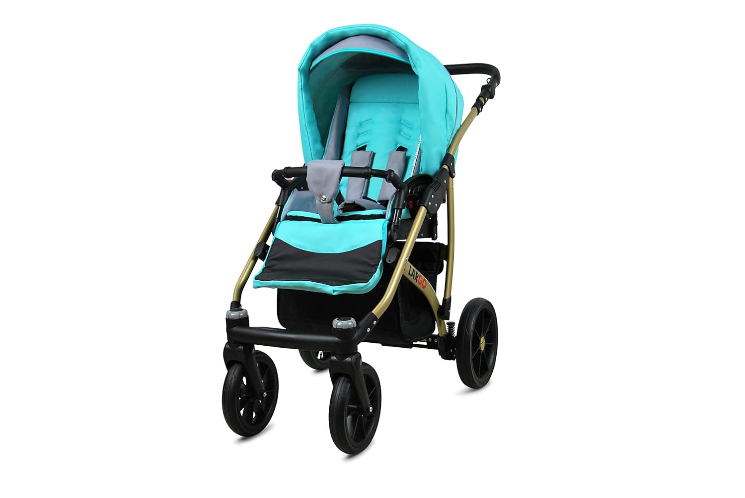 BabyLux Largo 2-in-1 Baby Kinderwagen Tief und Kinderwagen mit Zubehör Verstellbar und faltbar Aluminiumkonstruktion Wasserdicht Nicht abnehmbare Räder Brown Cream White Frame