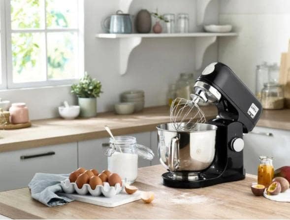 Kenwood kMix KMX750RD Robot da cucina, Ciotola in acciaio inox da 5 litri, Sistema di sicurezza Safe-Use, Corpo in metallo, 1000 Watt, Inclusi set di 3 accessori da pasticceria e paraspruzzi, Rosso