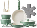Redchef Topfsets Pfannenset 16-Teilig Antihaft-Keramik-Kochgeschirr-Set mit Abnehmbaren Griffen, Pfanne 20/26cm, Tiefe Bratpfanne 26cm, Topf 18/20cm, Stapelbar Topfset Für alle Herdarten, Ofenfest