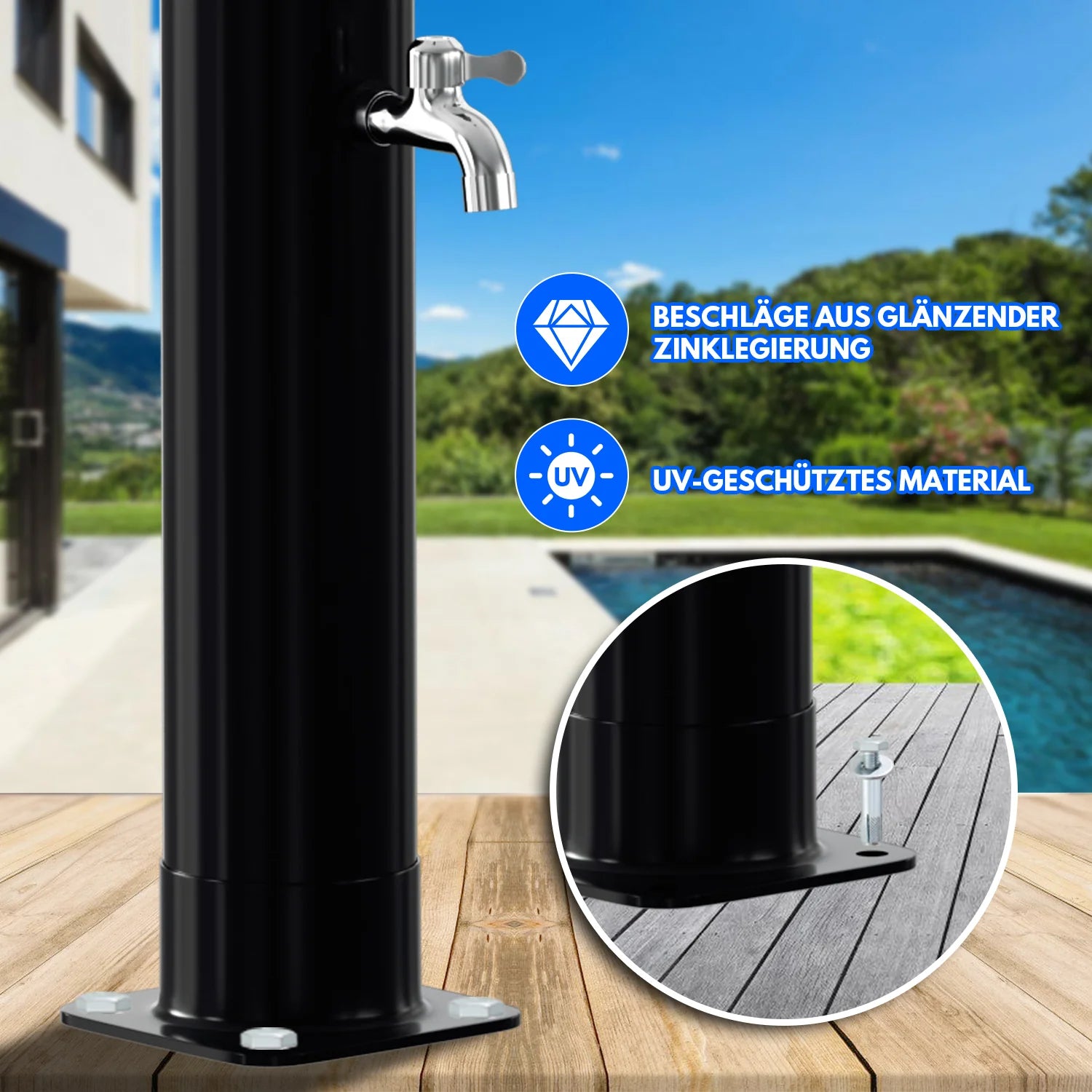 Sonnewelt Solardusche mit Duschkopf und Fudusche 20L