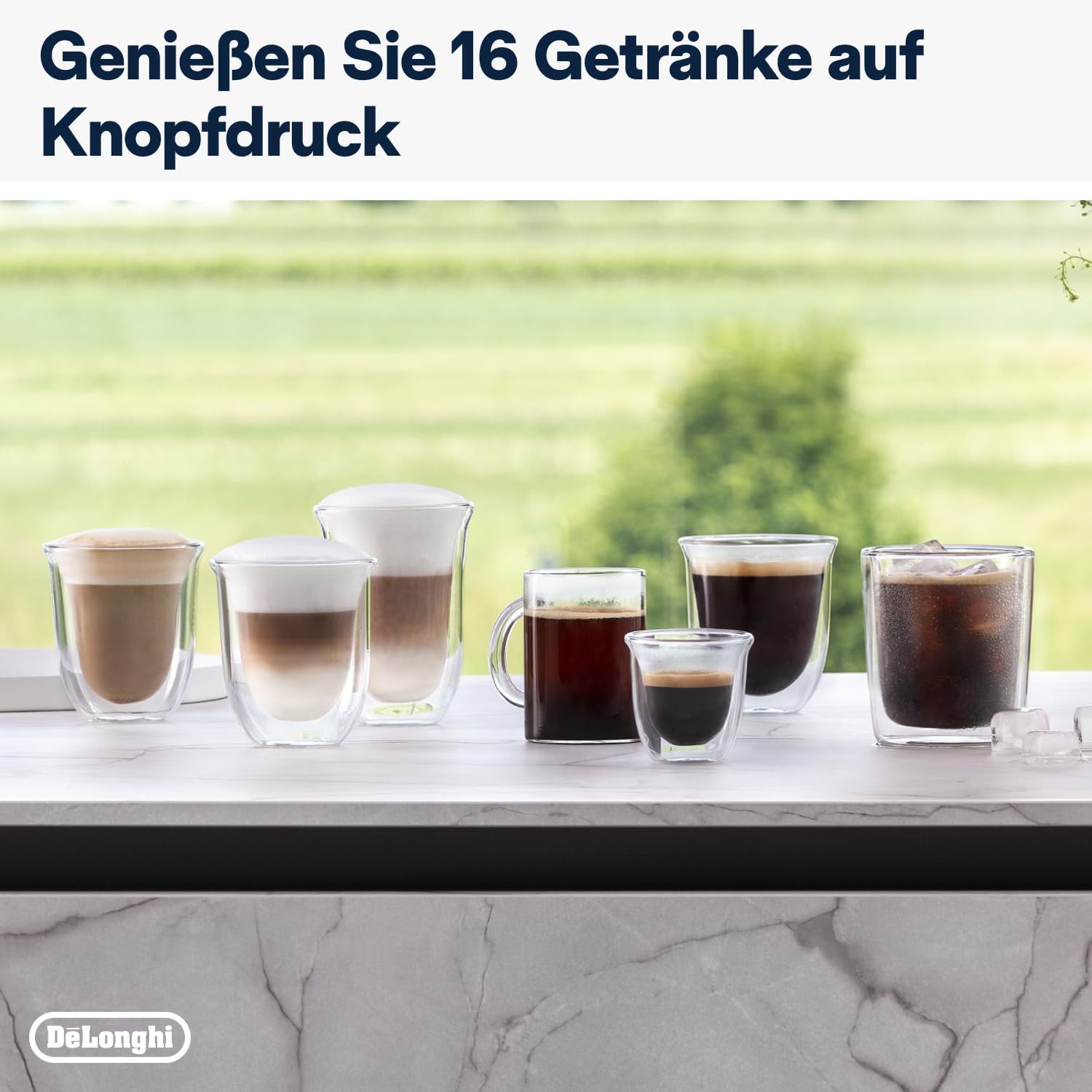 De'Longhi Rivelia EXAM440.35.BG Macchina da caffè automatica con lancia vapore, contenitore chicchi intercambiabile, 8 bevande a base di caffè one-touch, funzione Extra Shot, display touch da 3,5 pollici, Beige
