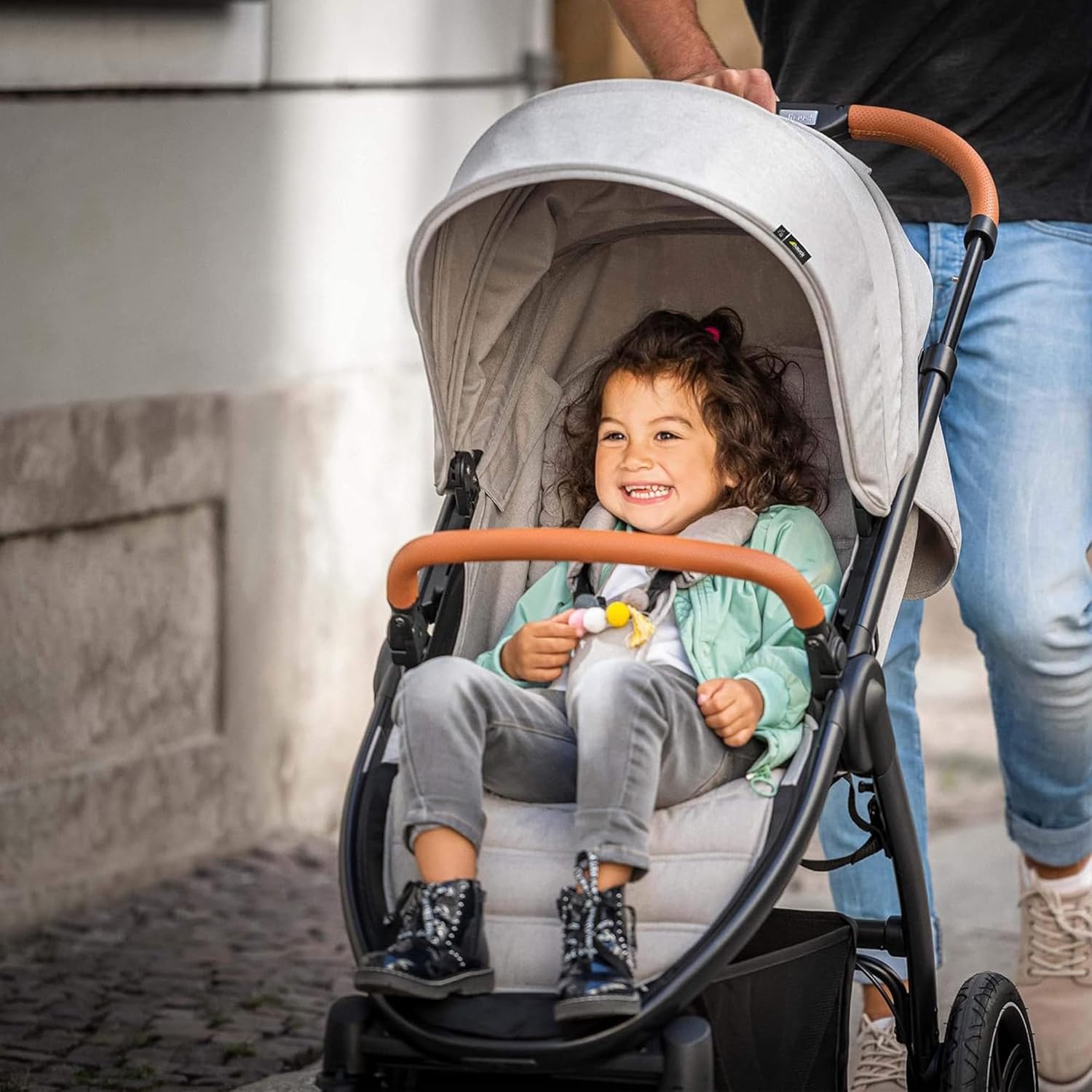 Hauck Uptown Passeggino Melange Rose – Passeggino per ogni terreno, seduta extra large, posizione nanna, ruote in gomma, sospensioni, compatto e facile da piegare, con parapioggia