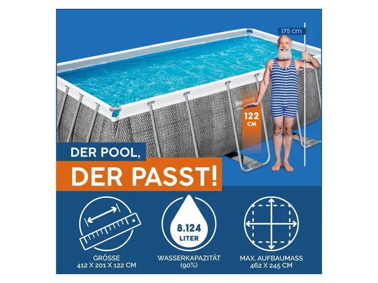 Piscina con telaio Power Steel™ - set completo con pompa filtro, ca. L 412 x P 201 x A 122 cm