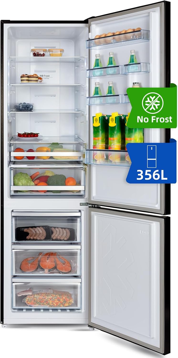 CHIQ CTT107BC Frigorifero Piccolo 107 Litri, Altezza 84 cm, Profondità 55 cm, Ingombro di soli 0,3 ㎡, Micro-Congelatore, Vario Box, 7 Livelli di Controllo della Temperatura, Silenzioso, 87 kWh/anno, Nero