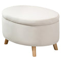 HOMCOM Panca Contenitore Ovale Effetto Velluto Gambe in Legno Beige