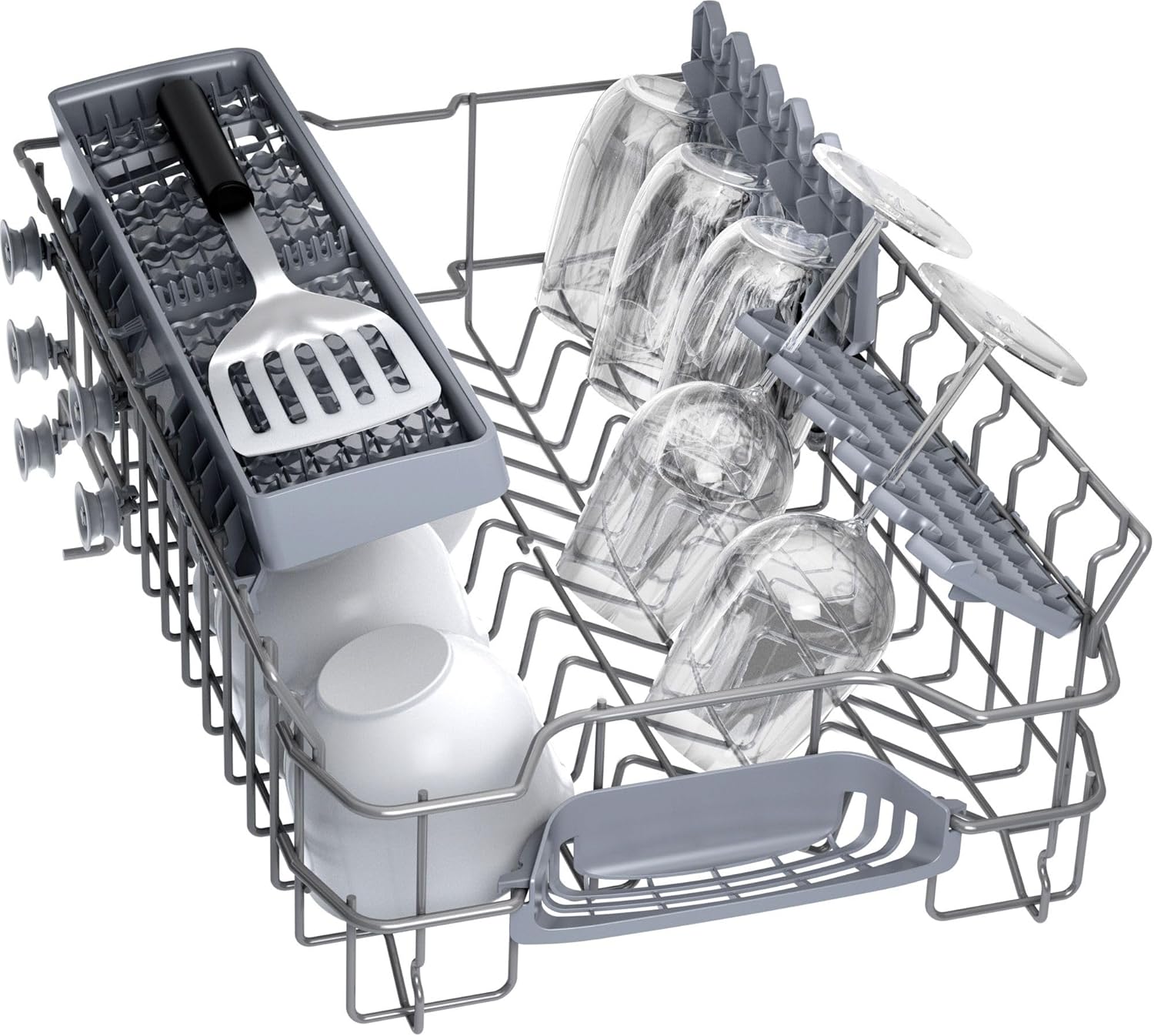 Bosch SPV2IKX10E Serie 2 Lavastoviglie smart a scomparsa totale, larghezza 45 cm, Cestello posate, Extra Asciugatura con la pressione di un pulsante, InfoLight punto luce rosso sul pavimento, AquaStop protezione dai danni causati dall'acqua, Bianco