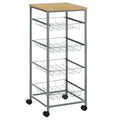 HOMCOM Carrello da Cucina con Ruote a 4 Cesti in Acciaio