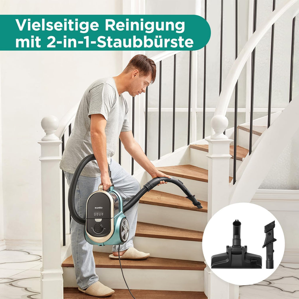 Eureka WhirlWind Staubsauger Beutellos, Leistungsstark, Kompakt und Leicht, für Hartbden und Teppich, HEPA-Filter, 8m Aktionsradius, 700W, 1,5L, Blau