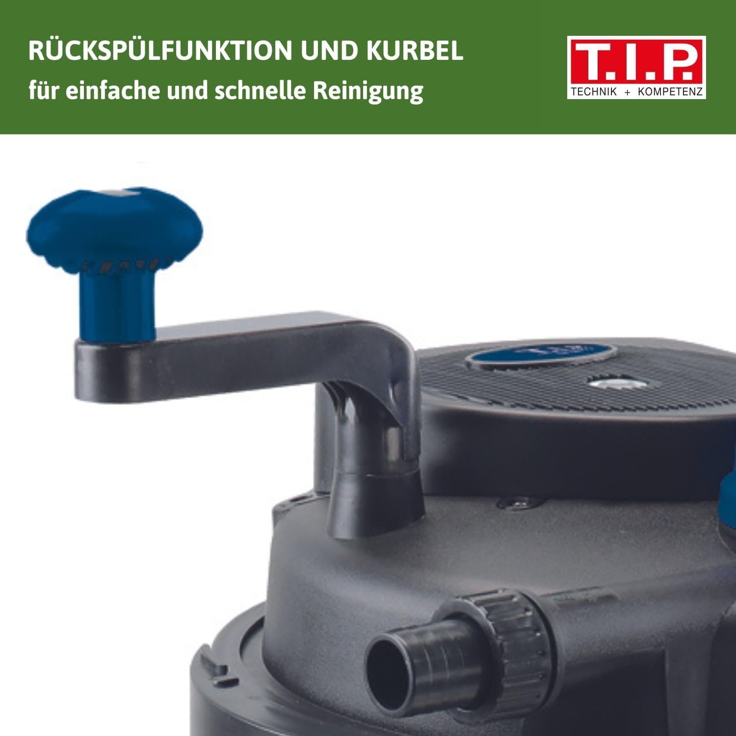 T.I.P. Filtro per laghetto - Set filtro a pressione per laghetto (capacità laghetto 5.000 l, portata 1.500 l/h, UV-C 9 Watt, funzione di controlavaggio integrata, inclusa pompa, lampada UV-C, tubi flessibili, materiale filtrante) TFP 5000 UV 9, 30297