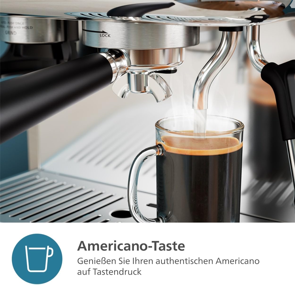 Philips Barista Brew Macchina da caffè espresso semiautomatica - Tasto Espresso singolo e doppio + Americano, Contenitore per chicchi da 250 g, Guida intuitiva, Pressatura calibrata, Argento metallizzato (PSA3218/01)