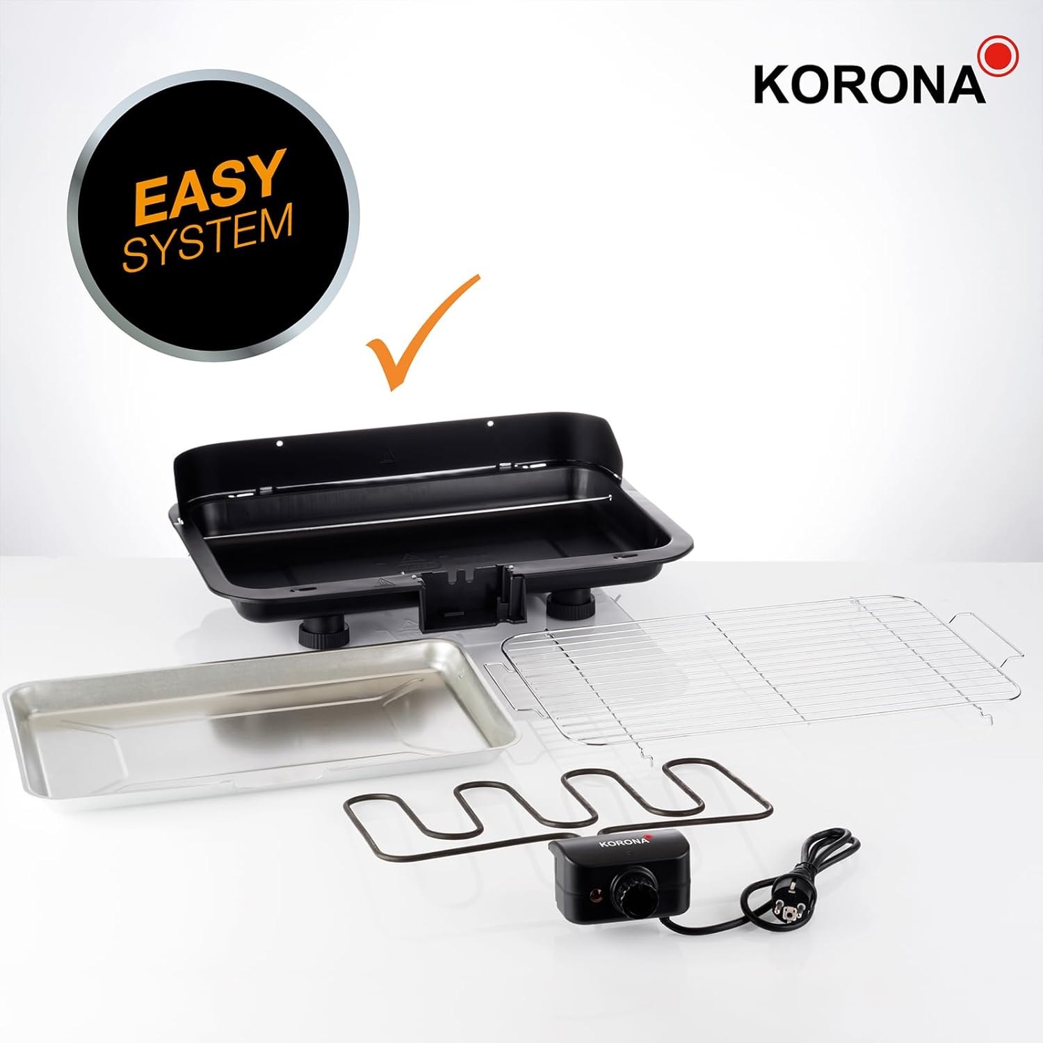 Korona 46222 Elektro-Standgrill mit Rollen | 2400 Watt Elektrogrill | Geteilte XXL Grillfläche, geriffelt und glatt | mit Deckel und Temperaturanzeige