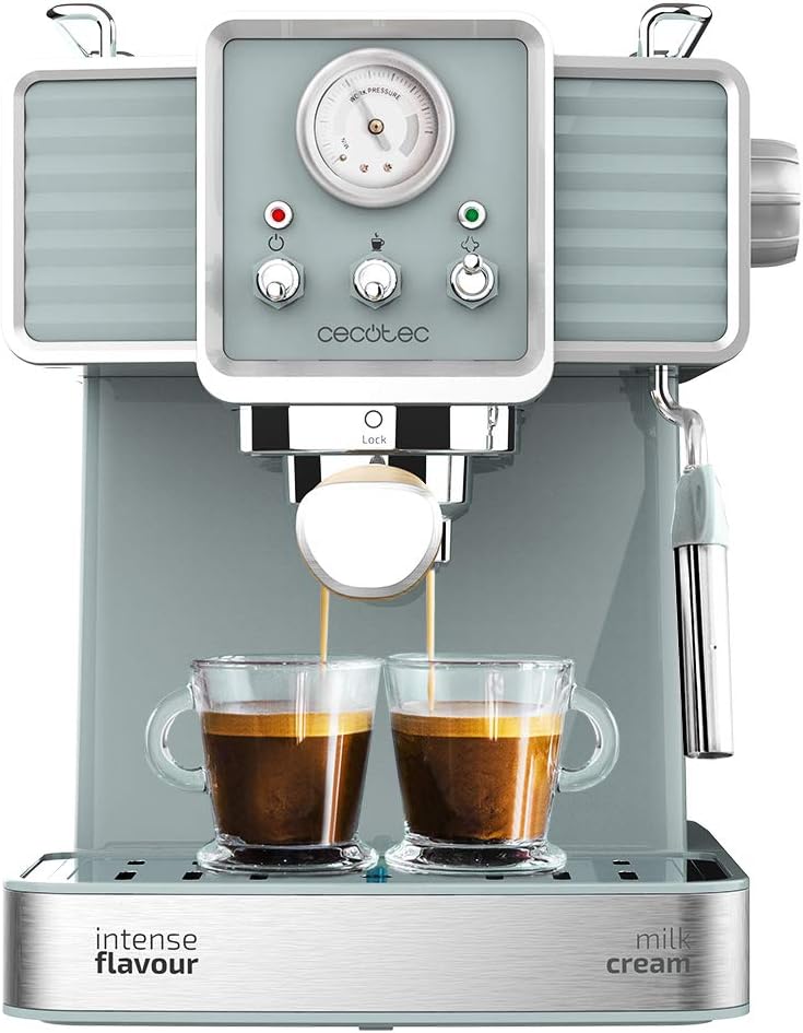 Cecotec Cumbia Power Espresso 20 Barista Aromax Caffettiera. Potenza 2900 W, 2 sistemi di riscaldamento, pompa a pressione da 20 bar, manometro, portafiltro a doppia uscita e 2 filtri (Tradizionale)