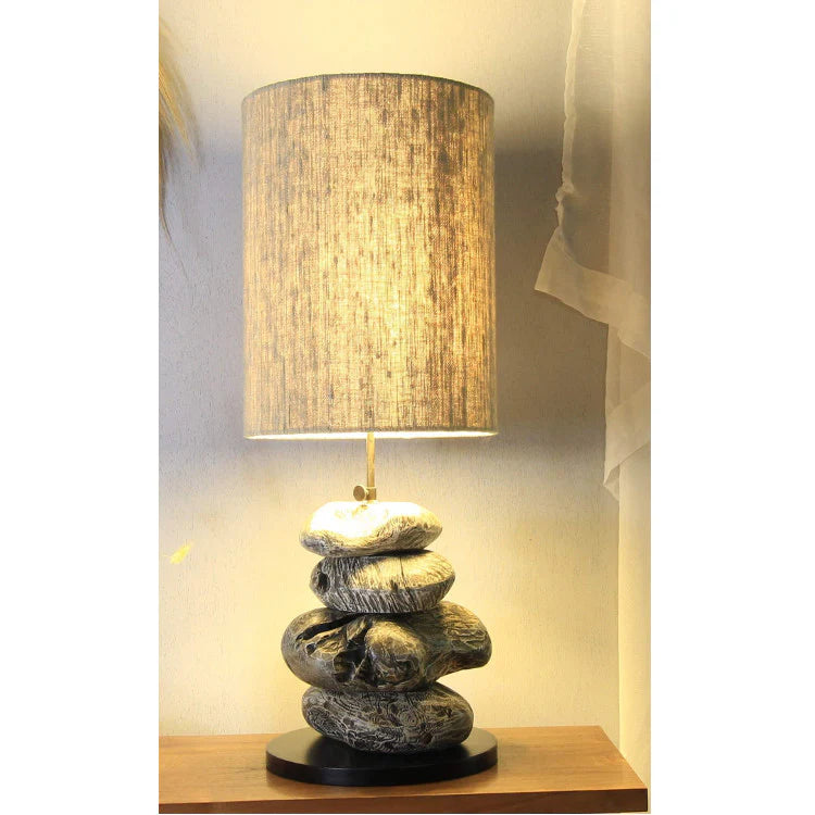 Holz Tischlampe CAMBRIA in Stein-Optik