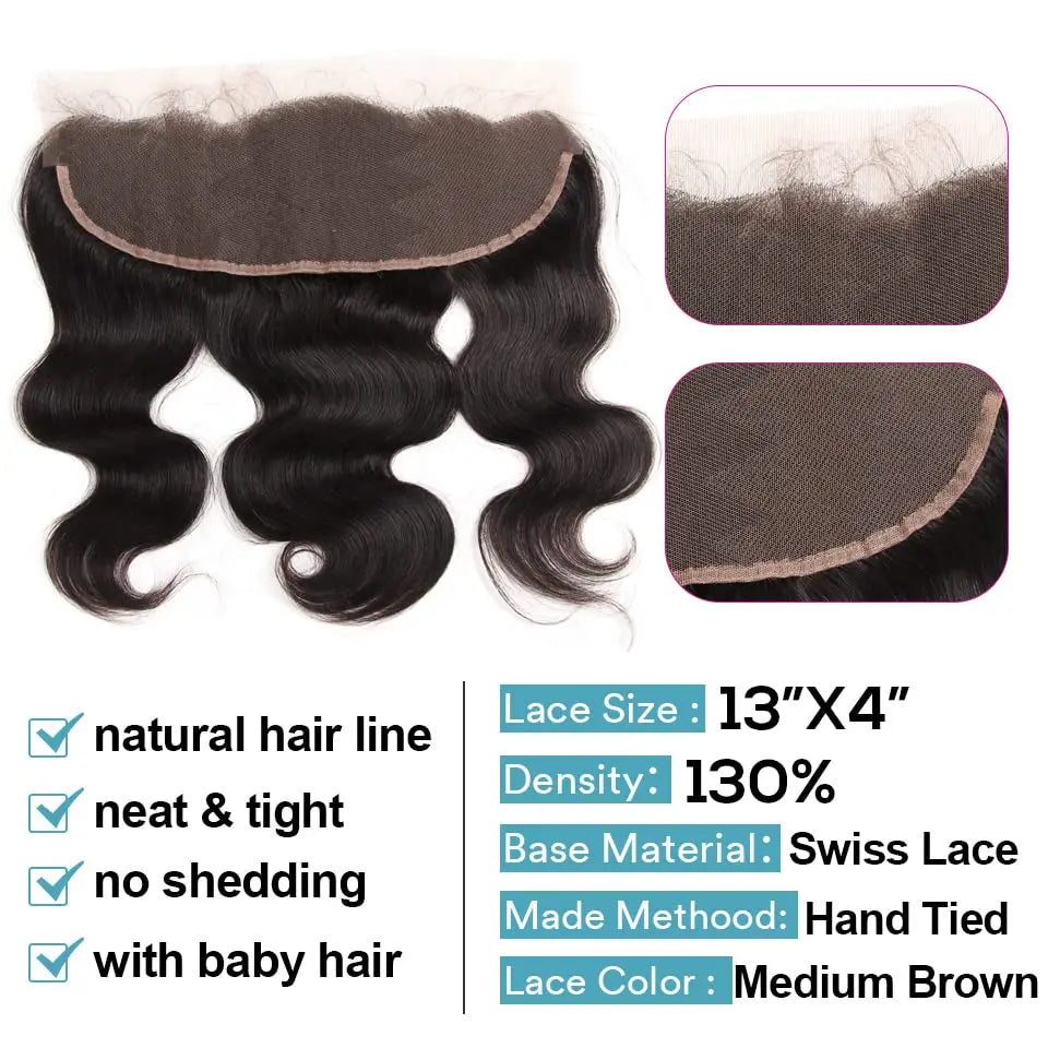 LavishBeauty Fasci di capelli brasiliani Body Wave con lace frontal HD trasparente