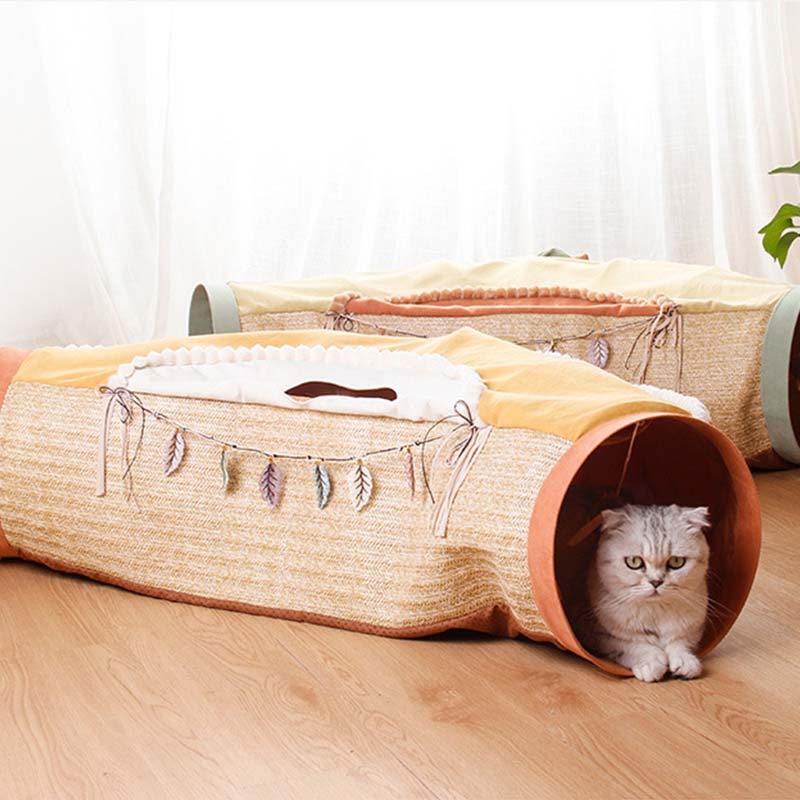 CatJoy – Lettino pieghevole per gatti con tunnel gioco integrato per un divertimento senza fine