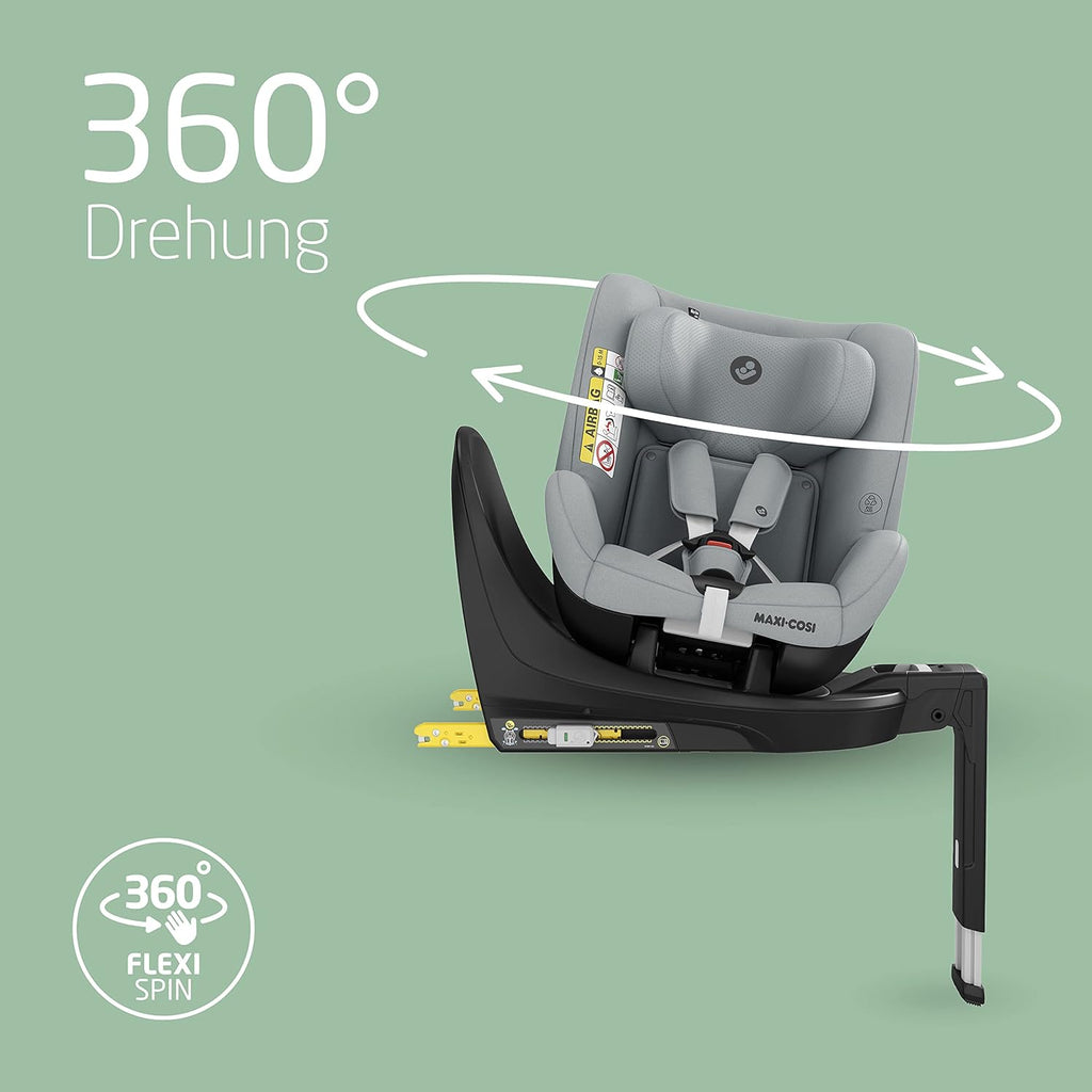 Maxi-Cosi Mica 360 S, Autositz 360 Grad drehbar, 3 Monate– 4 Jahre (61–105 cm), i-Size Baby Autositz, FlexiSpin Drehung, 5 Liegepositionen, G-CELL Schutz, Easy-in Gurthaken, Tonal Graphite