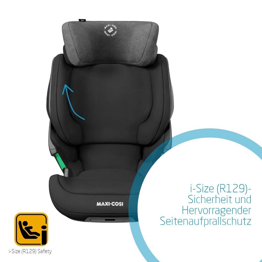 Maxi-Cosi Kore i-Size Seggiolino Auto, 3,5–12 anni, 100–150 cm, Seggiolino ISOFIX, Altezza/larghezza regolabile, Side Protection System Plus, Installazione facile e veloce, Authentic Graphite