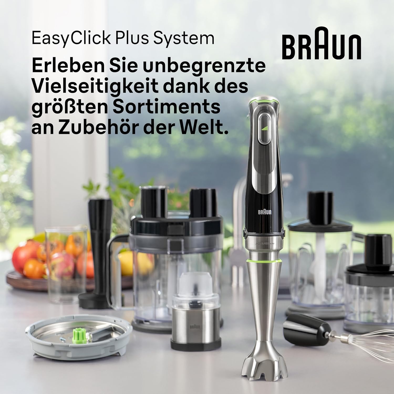 Braun MultiQuick 9 MQ 9187XLI – 5-in-1 Stabmixer mit Küchenmaschinen-Aufsatz, Zerkleinerer, Kartoffel- & Gemüsestampfer & Schneebesen, stufenlose Geschwindigkeitseinstellung, 1200 W, Schwarz/Edelstahl