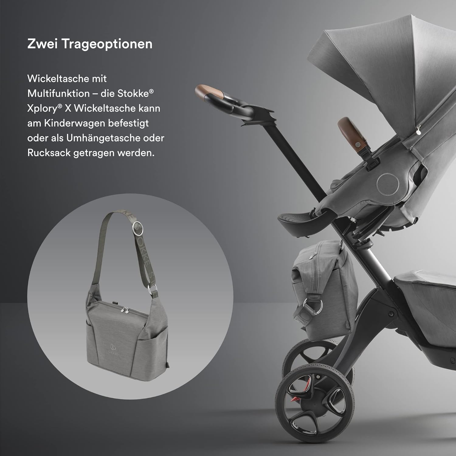 Stokke Xplory X Wickeltasche – Trageoption als Schultertasche oder Rucksack – Inklusive faltbarer Wickelunterlage & Beuteltasche – UPF 50+, wasserabweisend, leicht zu reinigen