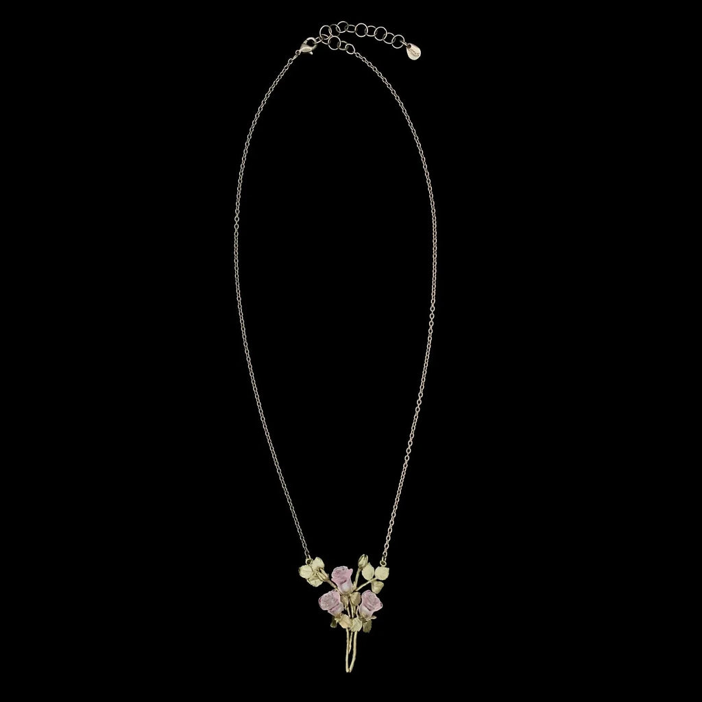 Rosa Rose Kette mit Anhnger - Drei Rosen