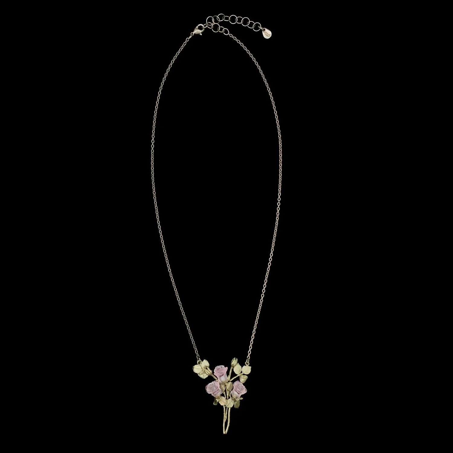 Rosa Rose Kette mit Anhnger - Drei Rosen