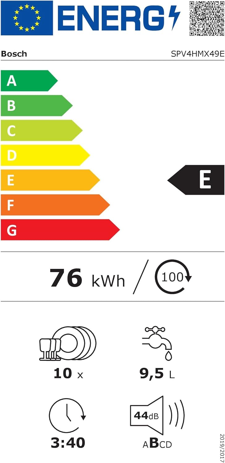 Bosch SPV2IKX10E Serie 2 Lavastoviglie smart a scomparsa totale, larghezza 45 cm, Cestello posate, Extra Asciugatura con la pressione di un pulsante, InfoLight punto luce rosso sul pavimento, AquaStop protezione dai danni causati dall'acqua, Bianco