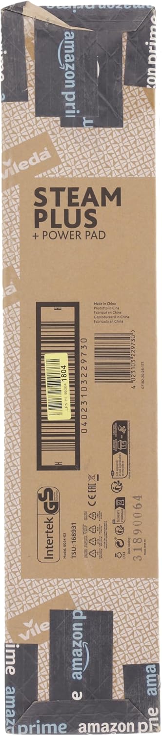 Vileda Steam Plus Dampfreiniger mit PowerPad, zustzl. 2 Mikrofaser-Ersatzpads, entfernt bis zu 99,9% der Bakterien und Viren, für alle Bden, ideal für Teppiche, Eco-Verpackung