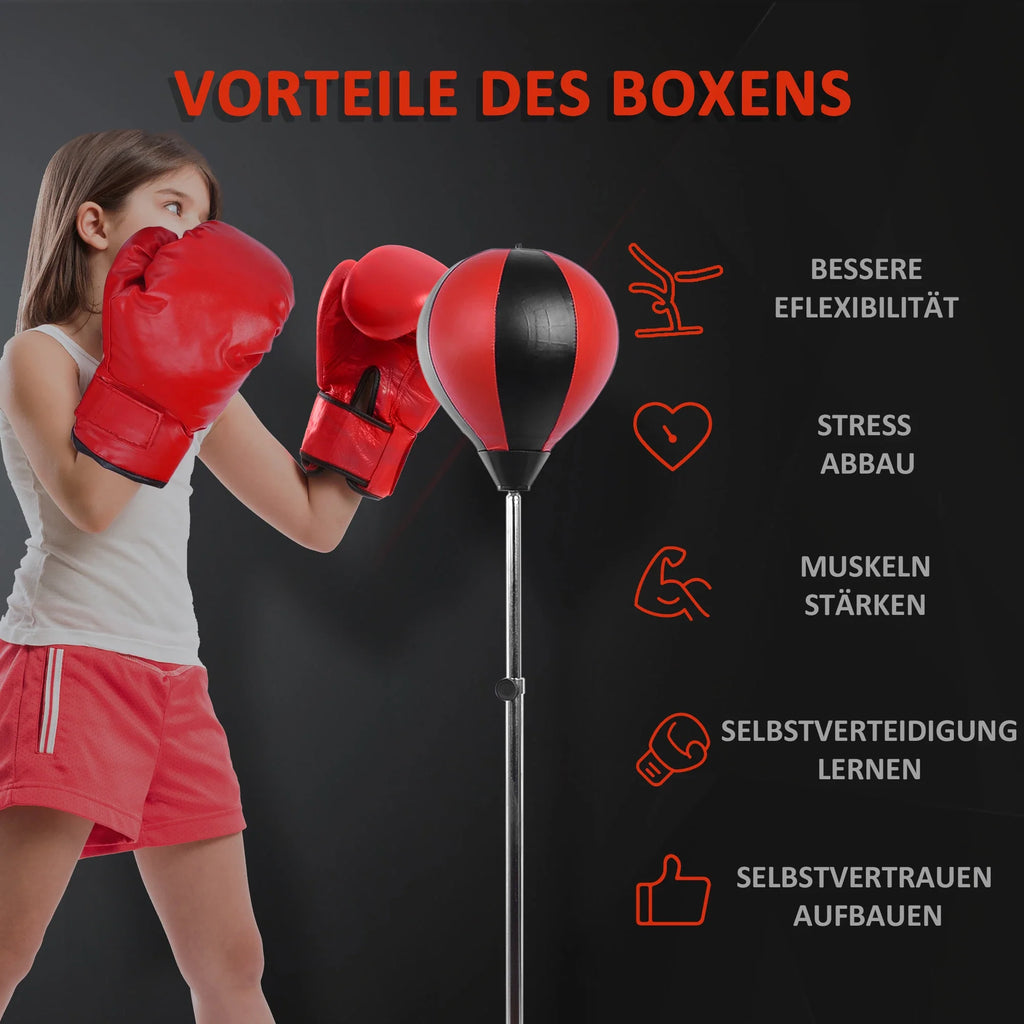 Set Punchingball HOMCOM regolabile in altezza incl. guantoni pompa