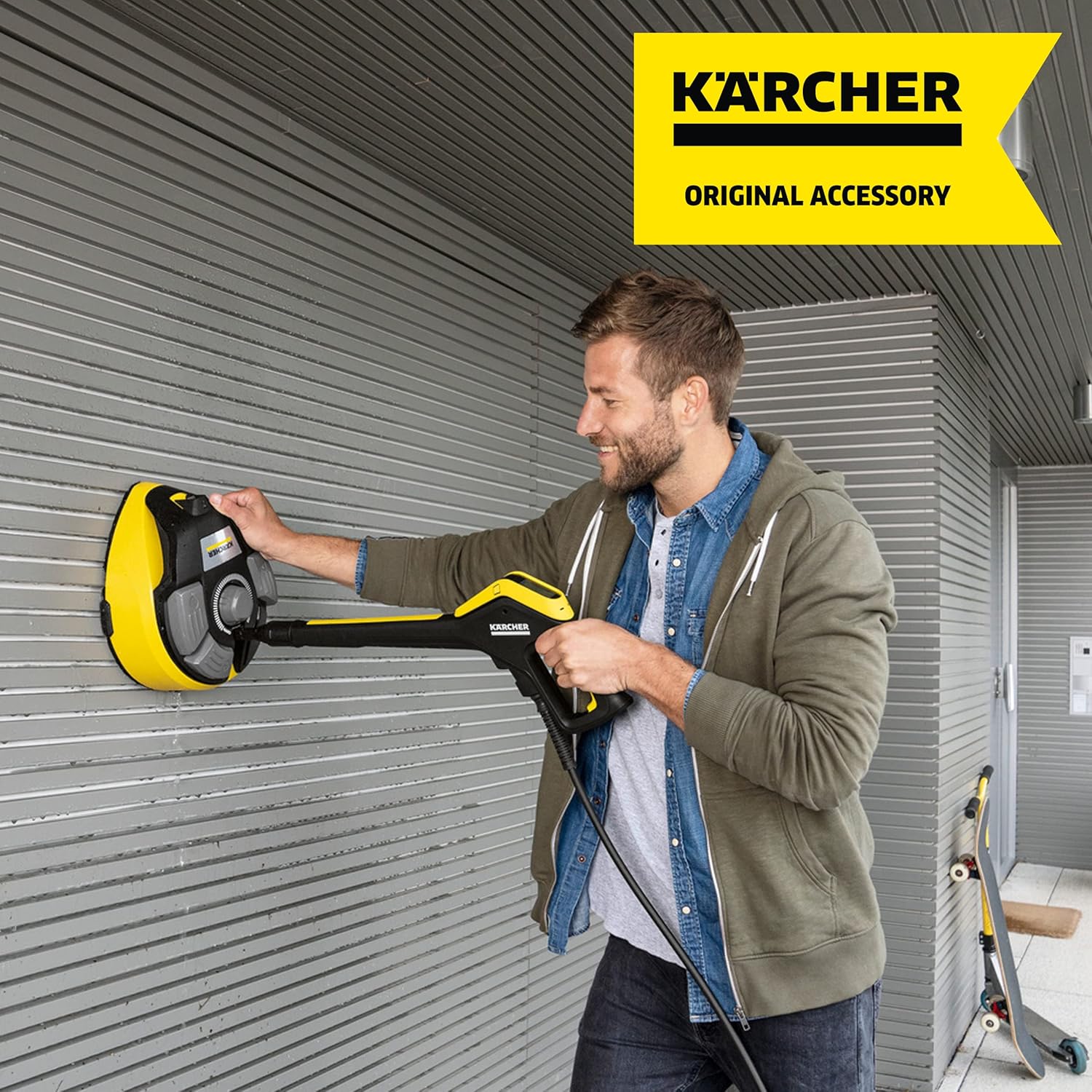 Kärcher T-Racer T 7 Plus detergente per superfici (protezione dagli spruzzi d'acqua, per grandi superfici, due ugelli a getto piatto, impugnatura per lavorare in verticale, ugello di potenza, ugello di risciacquo)