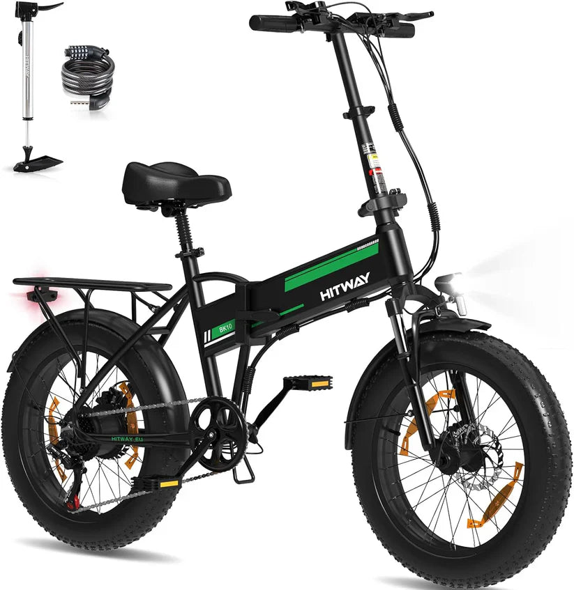 HITWAY BK10S Bici Elettrica Pieghevole 500W, 48V 12Ah, Pneumatici 20x4.0, Telaio in Alluminio