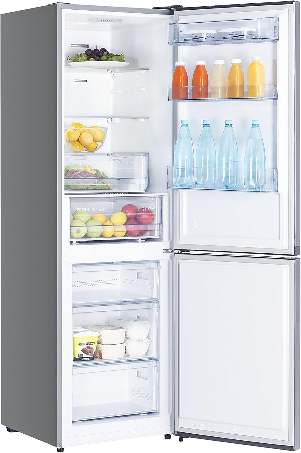 Hisense RB327N4ADD Frigorifero Combinato, Classe Energetica D, Total NoFrost, Porta Reversibile, Griglia Portabottiglie, Vano Frigo 171 Litri, Vano Congelatore 85 Litri, Look Acciaio Inox