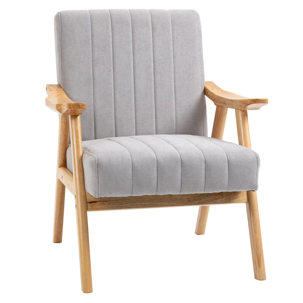 HOMCOM Sedia Imbottita Design Scandi extra confortevole Velluto Grigio Chiaro