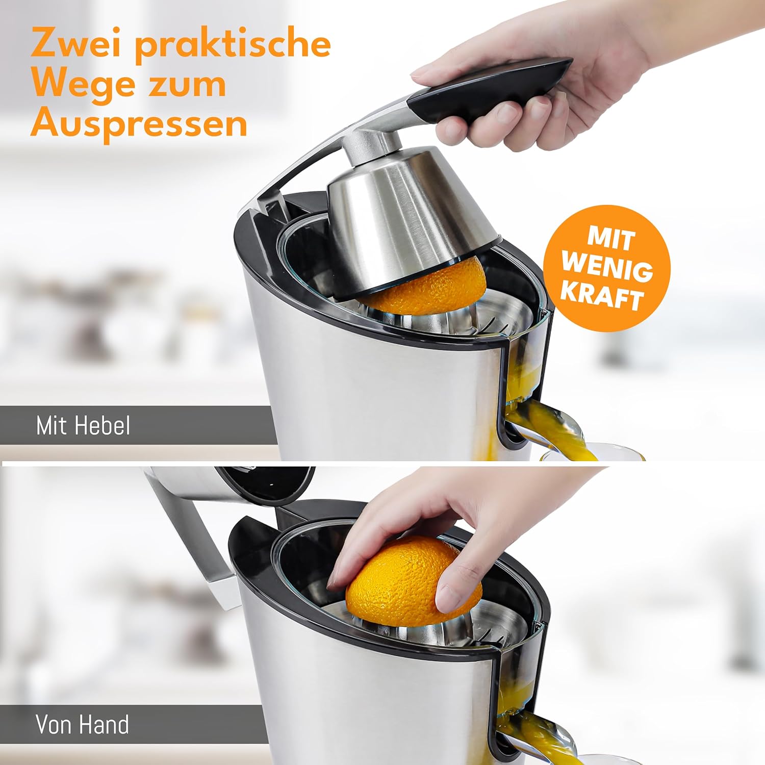 LEBENLANG Spremiagrumi elettrico 600W - Incl. cono in acciaio inox & senza BPA I Alta resa I Spremiagrumi Spremiagrumi Elettrico Spremi Limoni Spremi Melograno I Spremiagrumi Arance Spremi Limoni