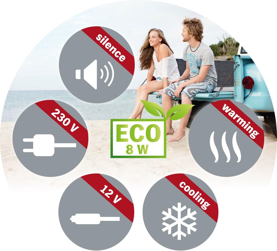 SEVERIN Electric Cool Box with a Cooling and Warming Function, 20 L, Incl. 2 Connections: 220 - 240 V / 12 V DC, KB 2922, Green-Grey, With additional USB connection, 28 l