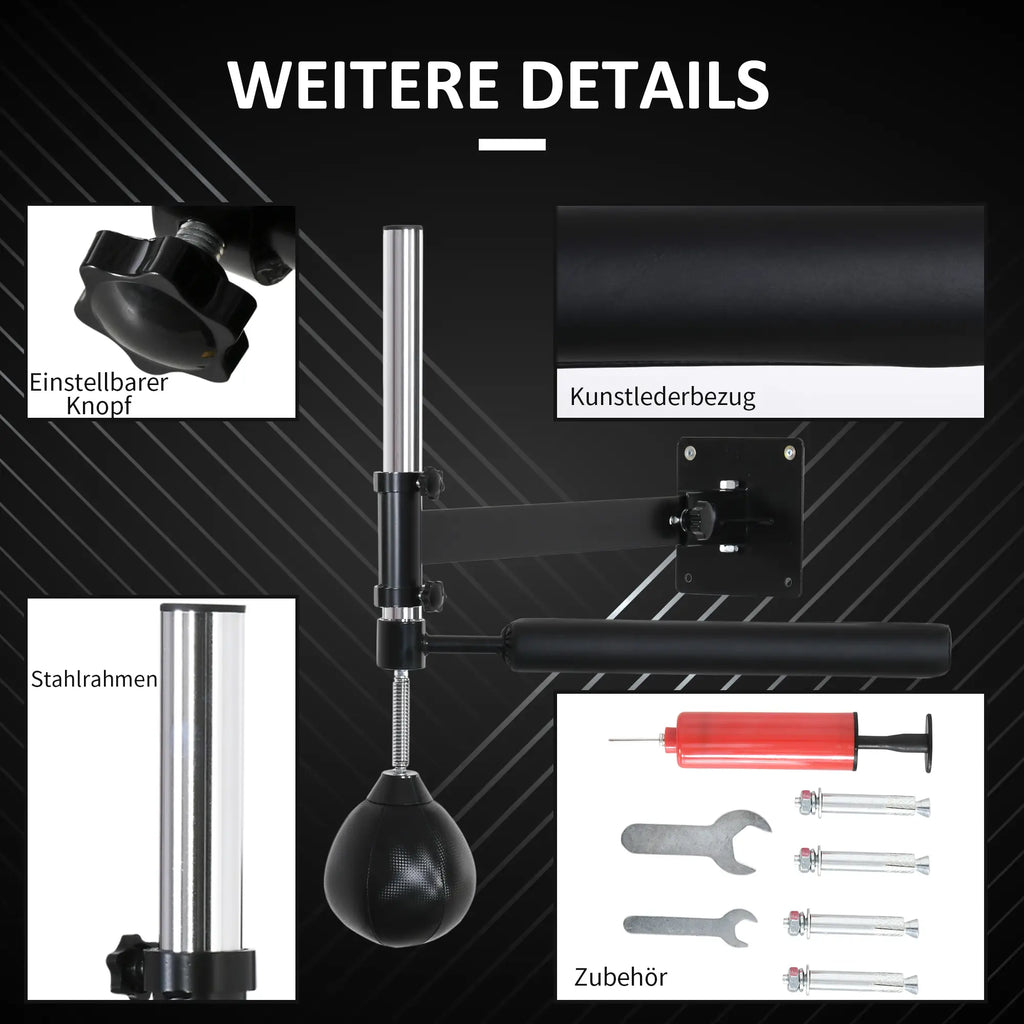HOMCOM Telaio per boxe Sacchetto da boxe regolabile in altezza Supporto a parete