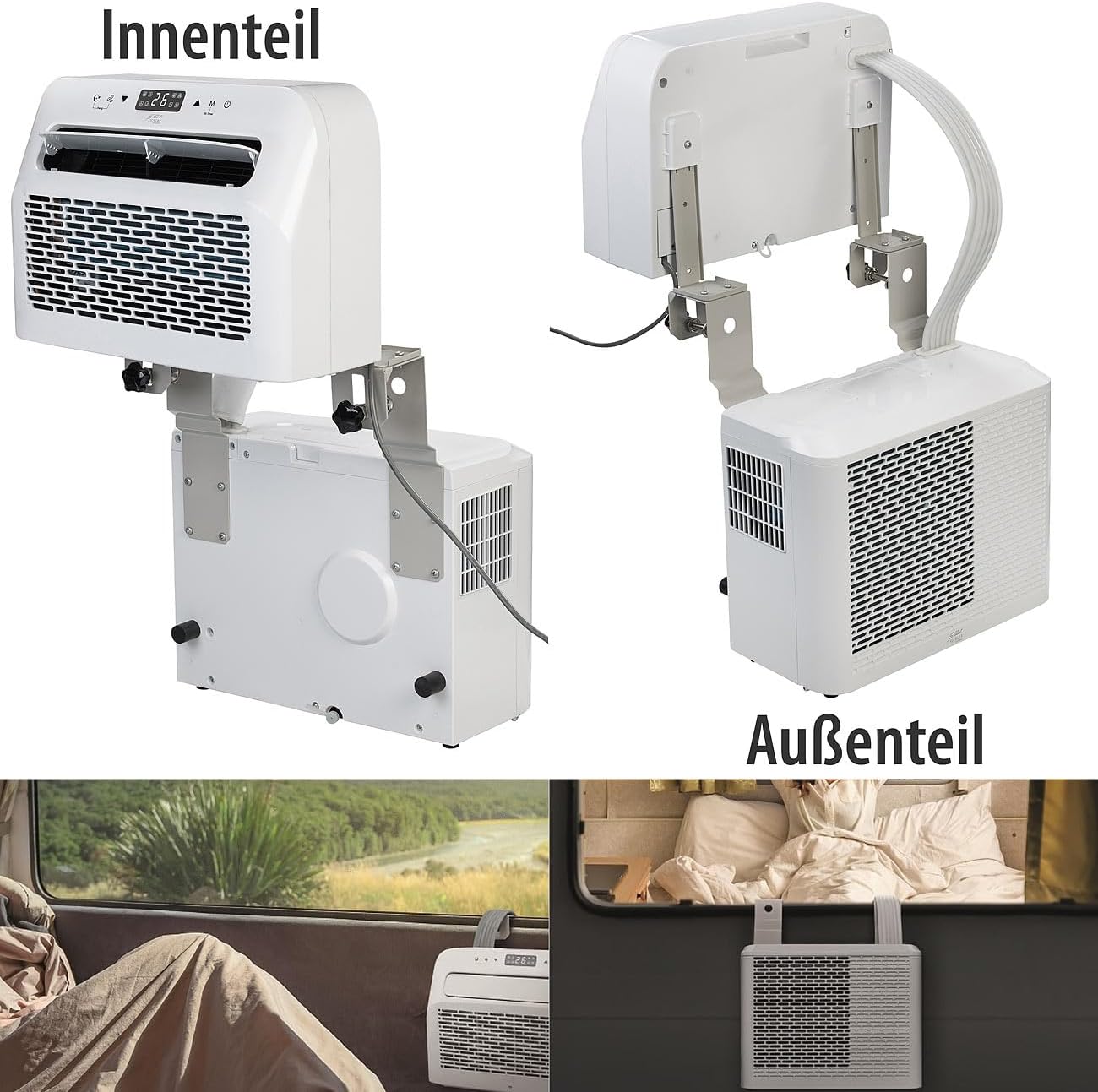 Sichler Haushaltsgeräte Condizionatore mobile: Condizionatore mobile split, funzione deumidificatore, WLAN e App, 5.000 BTU/h (Condizionatore roulotte, Mini condizionatore split, Condizionatore split senza forare)