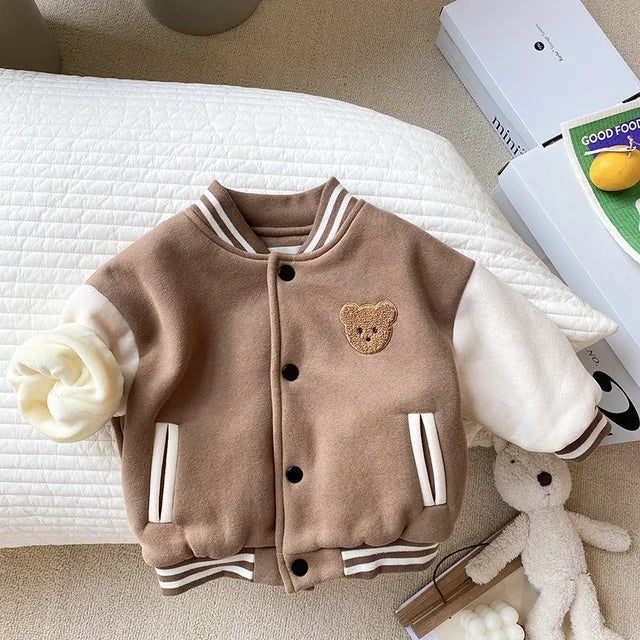 Mini Fashion - Cappotto invernale in velluto a coste stile baseball per neonati