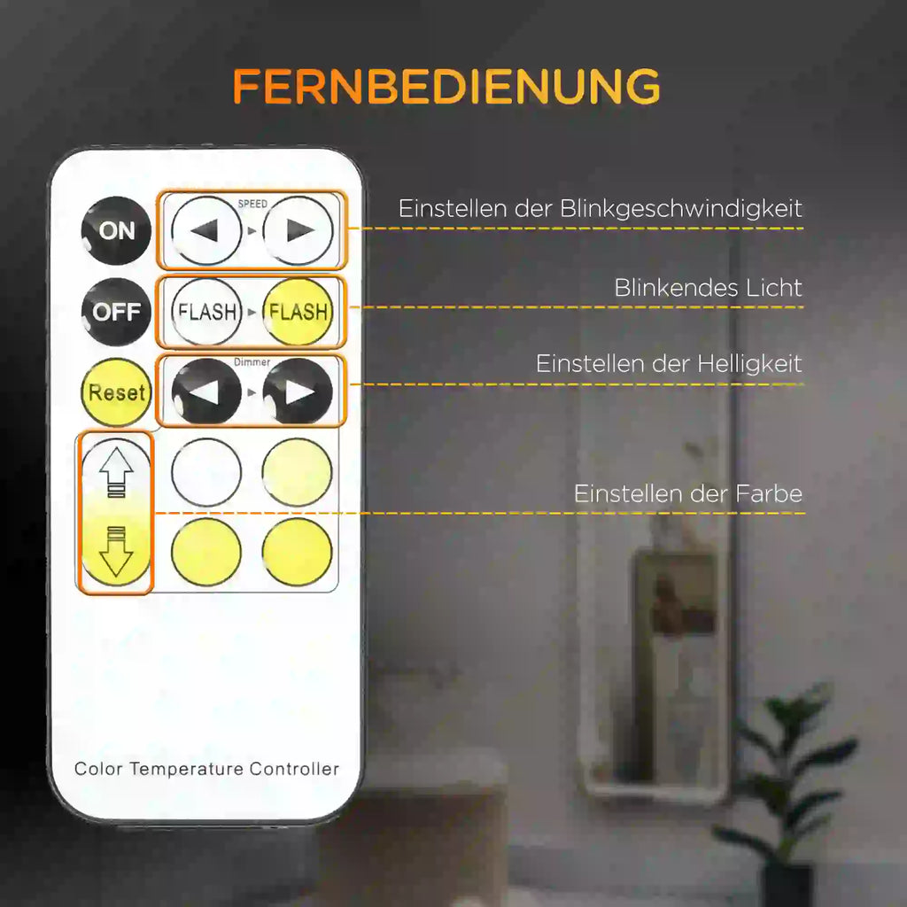 HOMCOM Specchio a figura intera a LED dimmerabile, 3 colori di luce, autoportante/a parete