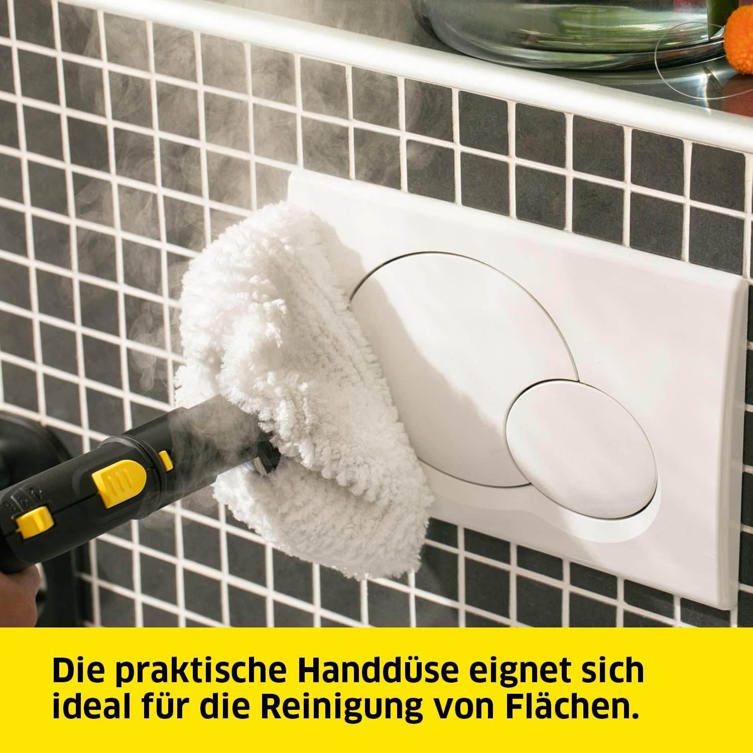 Pulitore a vapore Kärcher SC 5 EasyFix con funzione VapoHydro, pressione vapore: 4,2 bar, tempo di riscaldamento: 3 min., superficie: ca. 150 m², serbatoio: 0,5 l + 1,5 l, incl. kit per la pulizia dei pavimenti EasyFix e ugelli